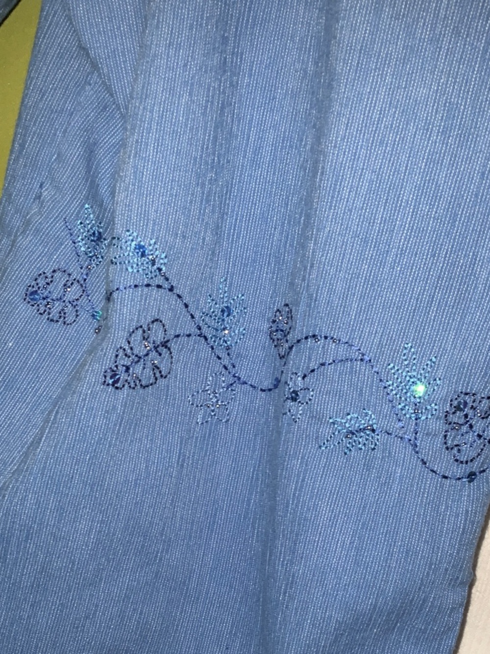 🤩Add-on🤩Alia Blue Embroidered Button-Up Shirt with White Placket - Picture 4 of 12
